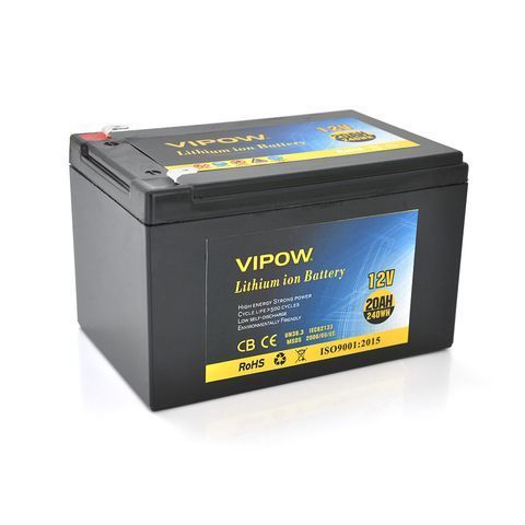 Акумуляторна батарея літієва Vipow 12 V 20Ah з елементами Li-ion 18650 з вбудованою ВМS платою, (3S10P) (151х98х95(101))мм YT18679 фото