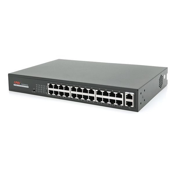 24х портовий PoE комутатор ONV-H1024PLS 24 порти РоЕ 100 Мбіт + 2 Uplink 1000 Мбіт, до 250м, IEEE802.3af/at, загальна потужність 250Вт YT27284 фото