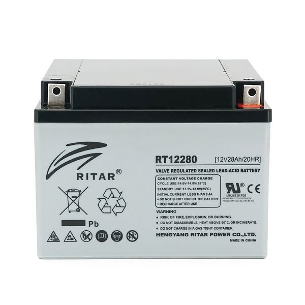 Акумуляторна батарея AGM RITAR RT12280 L5, Gray Case, 12V 28Ah (166х178х125) YT46748 фото