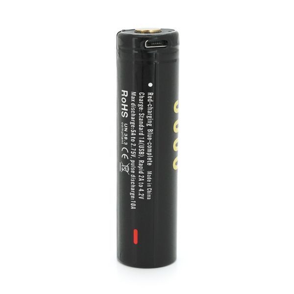 Акумулятор 18650 Li-Ion Soshine 3600mAh, microUSB, Чорний YT34596 фото