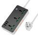 Мережевий фільтр HOCO AC7A на 3 розетки + 3 USB+USB-C, 17W, 220В, кабель 1,5м, Black / White, Box YT35126 фото 2