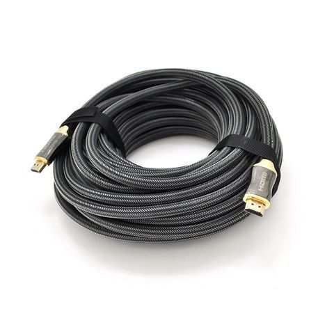 Кабель VEGGIEG HX-15 HDMI-HDMI 2K * 4K, 15.0m, v2,0, OD-8.0mm, круглий, обплетення, Black, коннектор Black-Gold, Box YT19708 фото