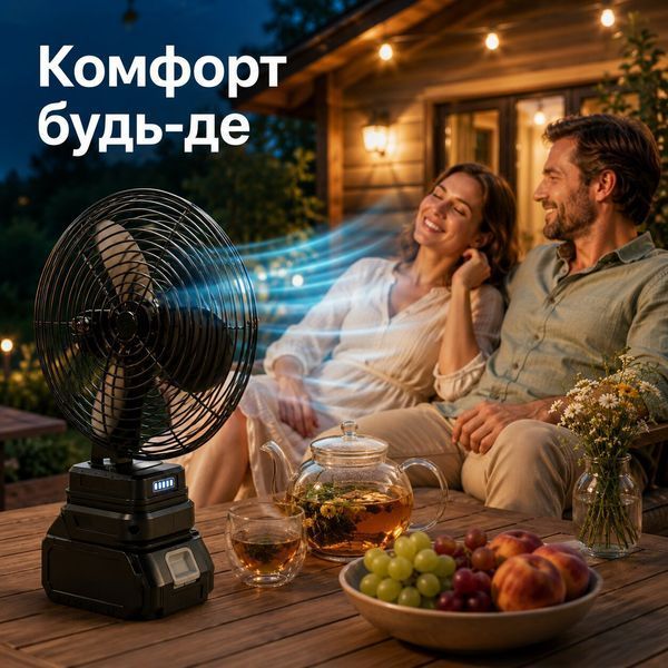 Акумуляторний настільний вентилятор Smartus 36V, 8" fan01 фото
