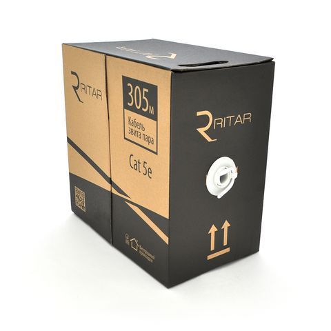 Кабель КВПЕ FTP (4*2*0.51) 4p 24 AWG, Ritar, (CCA), екран для внутр. робіт, 305м, Grey, Corton BOX (350x350x420), Q2 YT3492 фото