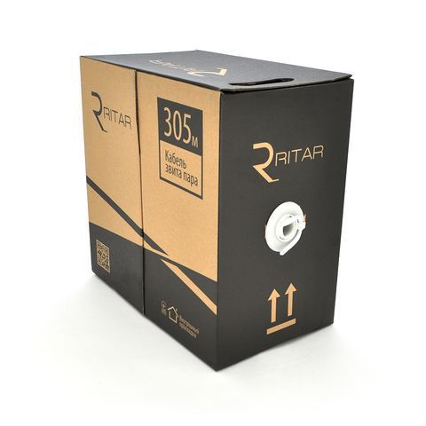 Кабель КНПЕ FTP-cat.6 (4 * 2 * 0.56), Ritar, (CU), для зовн. робіт, 305м, Black, Corton BOX, Q2 YT3530 фото