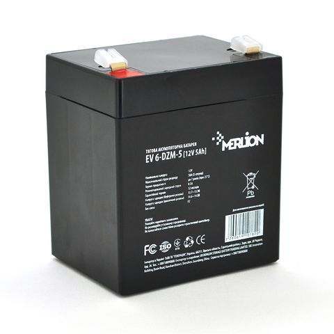 Тягова акумуляторна батарея Merlion EV 6-DZM-5, 12V 5Ah F2 (90*70*101), Q10 YT10782 фото