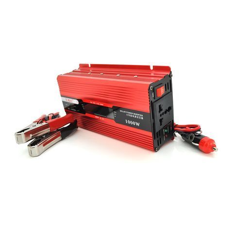 Інвертор напруги UKC+LCD, 1000ВА(600Вт), 12 / 220V, approximated, 1 універсальна розетка, клем + крокодили YT27257 фото