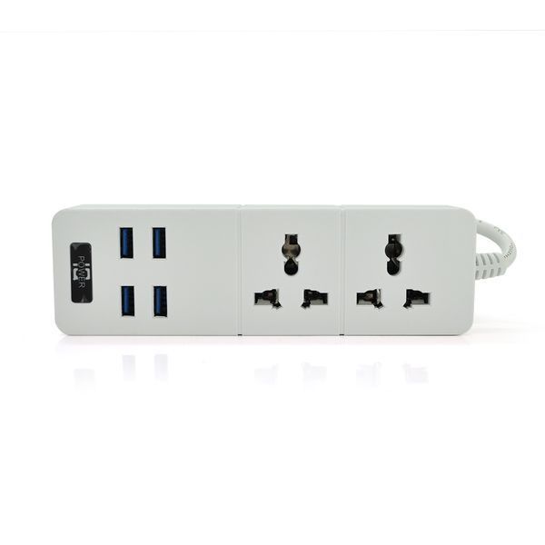 Мережевий фільтр ТВ-Т07, 2 розетки + 4 USB, 2 м, перетин 3х0,75мм, 2500W, White, Box YT21818 фото