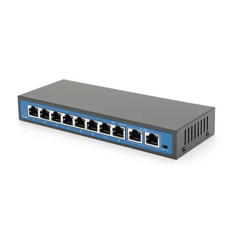 Комутатор POE 48V з 8 портами POE 100Мбіт + 2 порт Ethernet (UP-Link) 100Мбіт, корпус &ndash; метал, Black, БП в комплекті, Q18 YT2144 фото