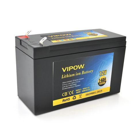 Акумуляторна батарея літієва Vipow 12 V 14Ah з елементами Li-ion 18650 з вбудованою ВМS платою, (3S7P) (151х65х94(100))мм, Q20 YT18677 фото