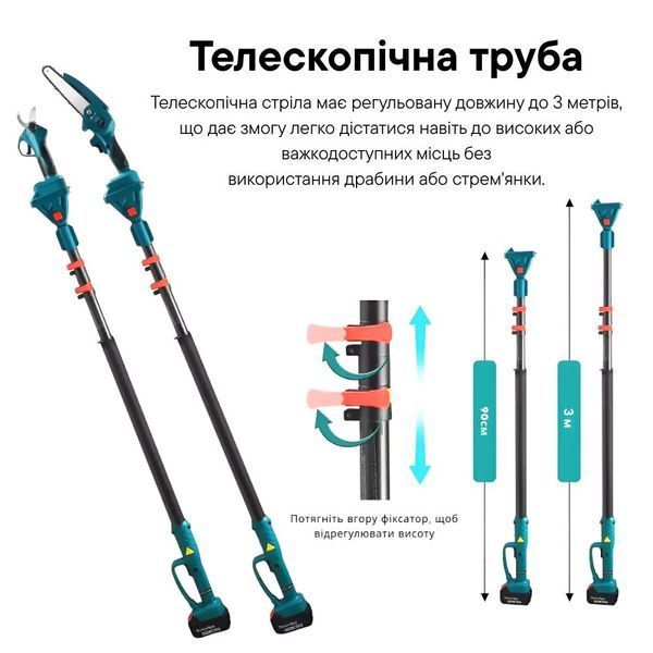 Набір акумуляторний секатор пила штанга 1077 фото