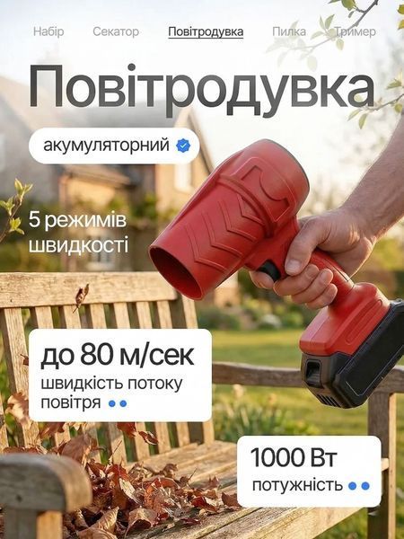 Аккумуляторный садовый набор 4 в 1: Цепная пила, Секатор, Триммер, Воздуходувка 36V, 2 АКБ 1173 фото