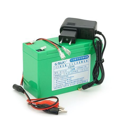 Акумуляторна батарея літієва QiSuo 12V 12A з елементами Li-ion 18650 (150X64,5X97,7) + зарядний пристрій 12,6V / 1A + крокодили YT18305 фото
