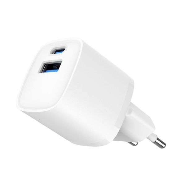 Мережевий зарядний пристрій Gembird TA-UC-PDQC20-W-01 (USB A + C) VT99-00022568 фото