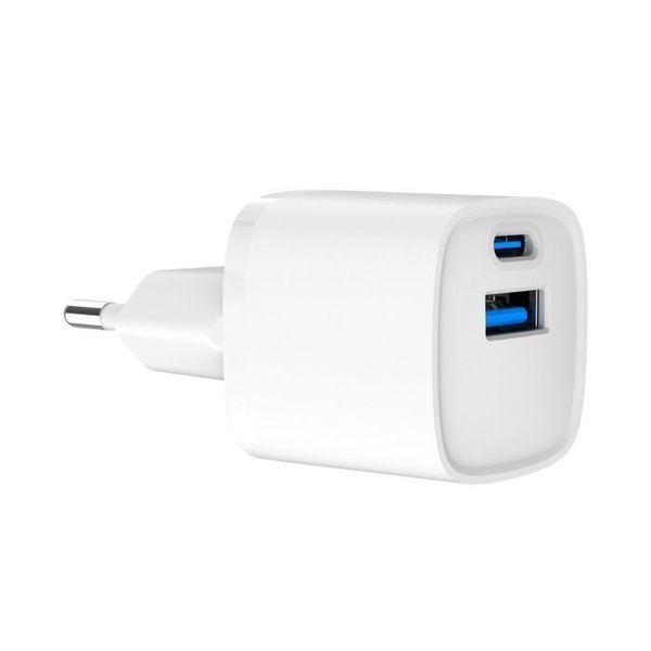 Мережевий зарядний пристрій Gembird TA-UC-PDQC20-W-01 (USB A + C) VT99-00022568 фото