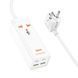 Мережевий фільтр HOCO AC10A на 1 розетку + 2 USB + 2 USB-C, 65W, кабель 1,5 м, 220В, White, Box YT35091 фото 2