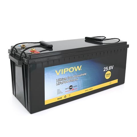 Акумуляторна батарея Vipow LiFePO4 25,6V 100Ah з вбудованою ВМS платою 80A (523*207*215) YT17732 фото