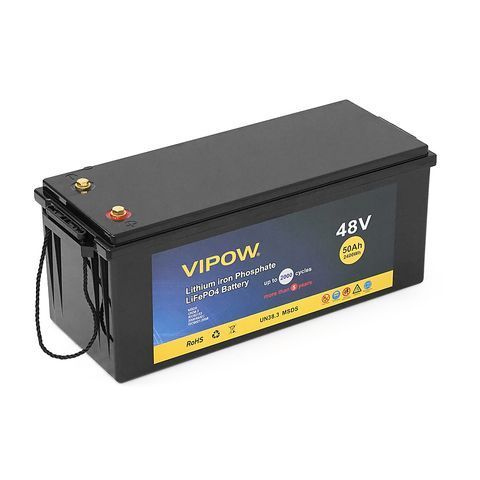 Акумуляторна батарея Vipow LiFePO4 51,2V 50Ah з вбудованою ВМS платою 40A, 48V (520x269x220) YT17734 фото