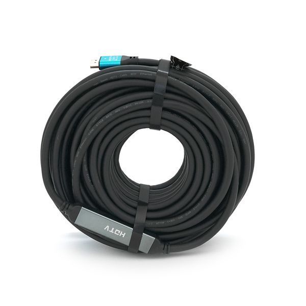 Кабель Merlion HDMI-HDMI 4Kx2K Ultra HD, 25.0m, v2,0, круглий Black, коннектор Blue, Blister-box, Q10 YT19123 фото