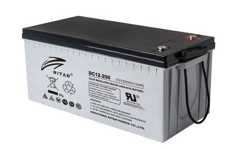 Акумуляторна батарея CARBON RITAR DC12-200C, Black Case, 12V 200.0Ah, 2000-5000 циклів, до 15 років термін служби (522*219*224) Q1 YT11599 фото
