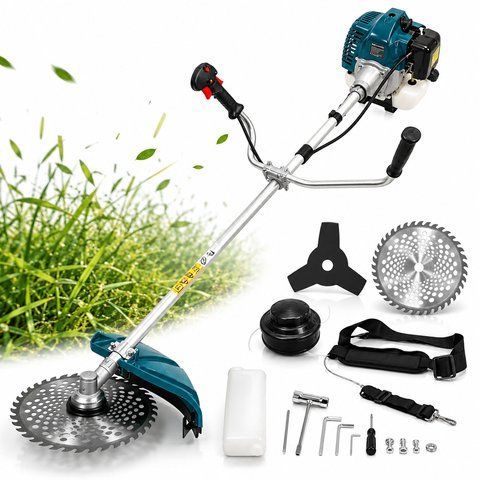 Бензиновий тример MaxPower 52cc, 1.25 кВт / Бензинова мотокоса садова / Бензокоса з ножем, диском та котушкою 945 фото