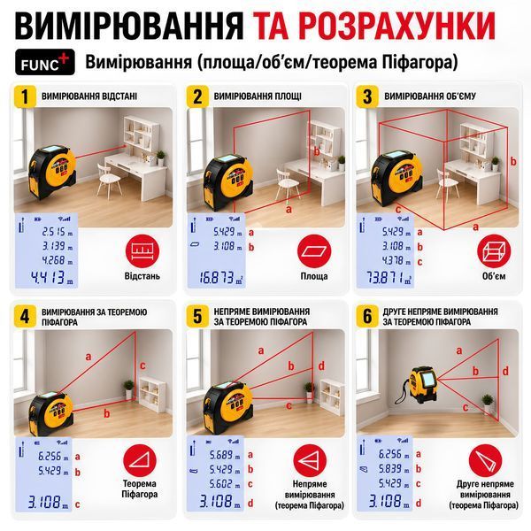 Лазерна рулетка Smartus RL-40 3в1, 40 м, 5 м 17748 фото