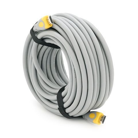 Кабель Merlion HDMI-HDMI V-Link High Speed 15.0m, v2,0, OD-8.2mm, круглий Grey, коннектор Grey / Yellow, (Пакет), Q25 YT16188 фото