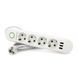 Мережевий фільтр F04U, 4 розетки EU + 3 USB, 1.5 м, перетин 3х0, 75мм, 2500W, White, Box YT15492 фото 1